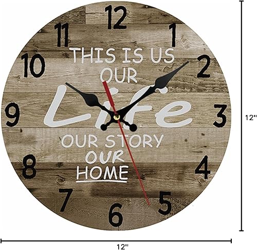 Miniatura 8 de Reloj de pared silencioso sin tictac de calidad de cuarzo, funciona con pilas, redondo de 12 pulgadas, fácil de leer para el hogar, oficina,