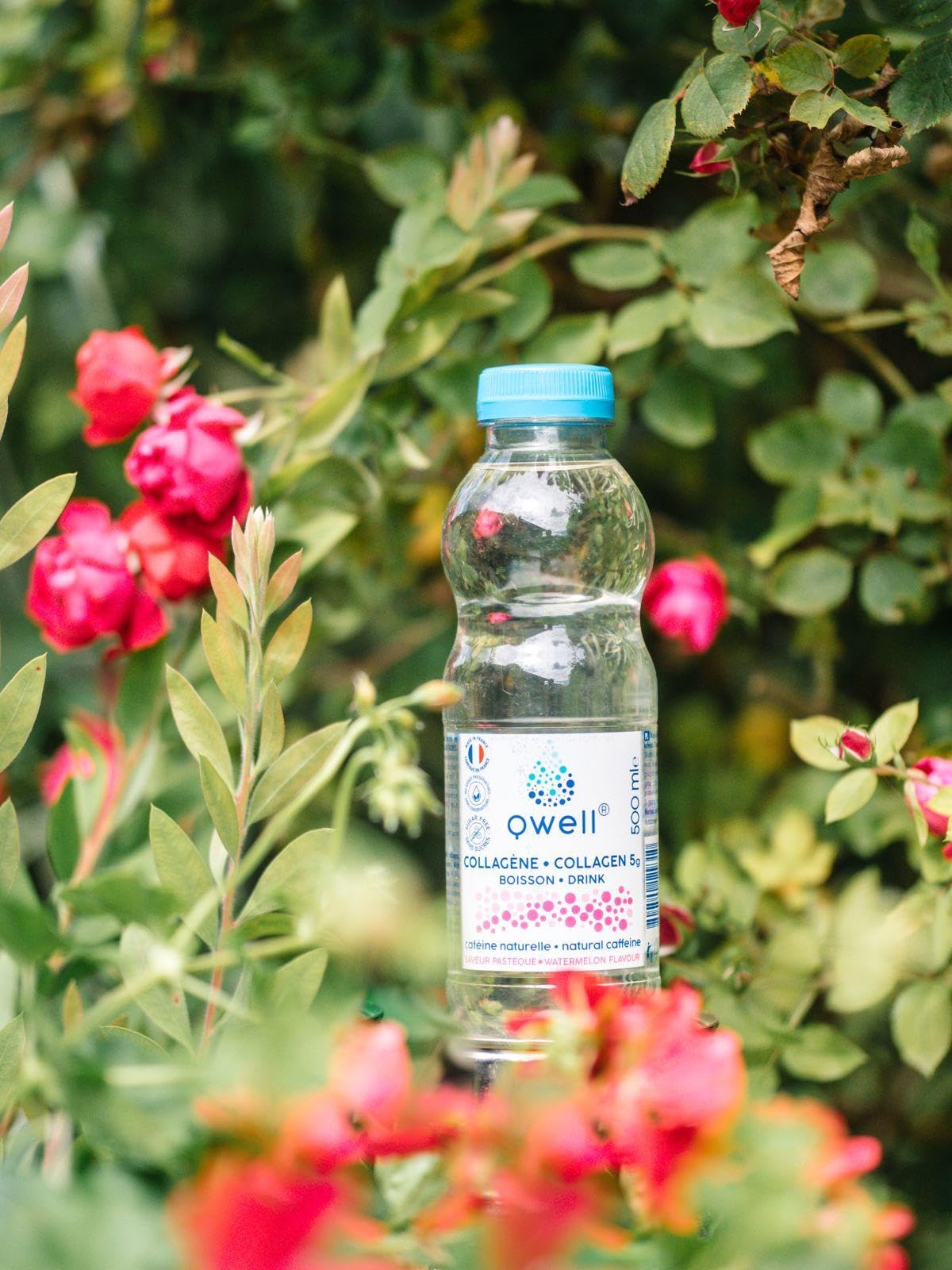 QWELL - Boisson au Collagène enrichie en vitamines et micronutriments - énergisante - Goût Pastèque - 100% Naturel - 12x500 ml