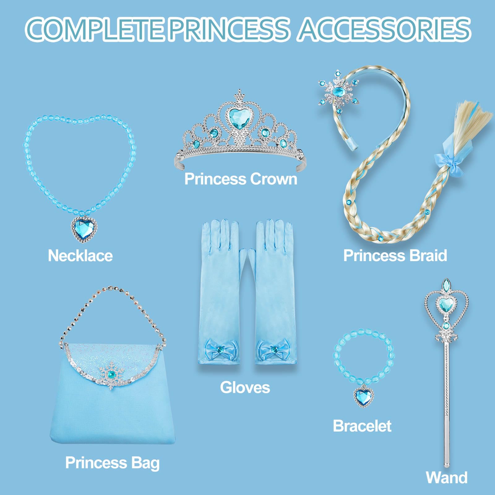 Davvew Enfant de Princesse, LED Déguisement Enfant, Robe Filles Costume, Halloween Noël Partie Carnaval Cosplay avec Accessoires