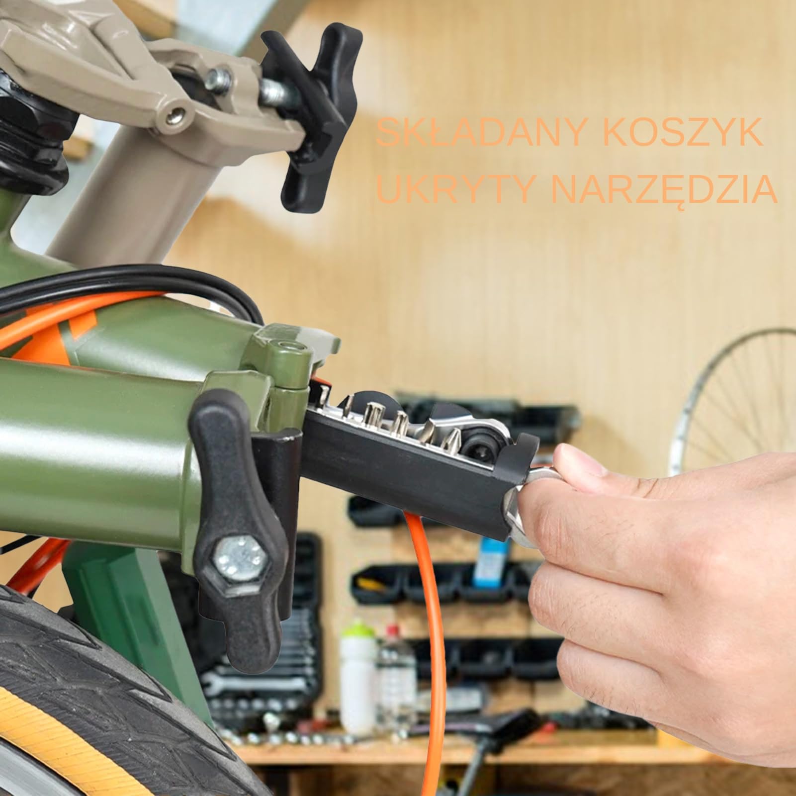 Rama z wbudowaną skrzynką narzędziową, metalowe pudełko narzędzi - Składający wózek ukryte skrzynka narzędzi - Metalowe sprzętowe motocykle do naprawy, łatki, motocykle, garaż