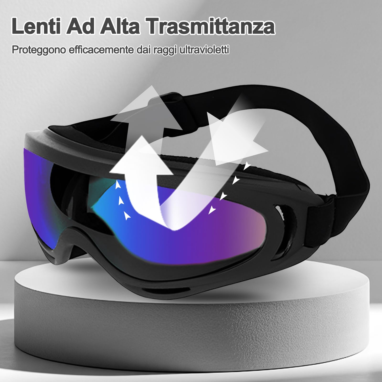 Galatée Occhiali Per Cani, Occhiali Da Sole Per Cani Con Cinturino Regolabile, Protezione UV, Occhiali Da Sole Antivento Per Cuccioli, Adatti Per La Protezione Degli Occhi Dei Cani(Lenti Rosse)
