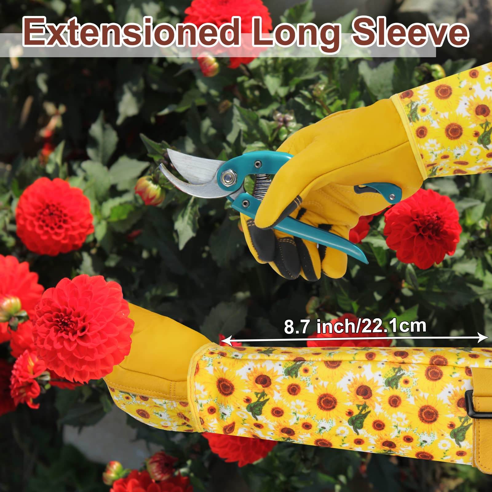 DLY Gardening-Gloves-for-Women, Breathable and Comfortable Long-Leather-Garden-Gloves - Image 4