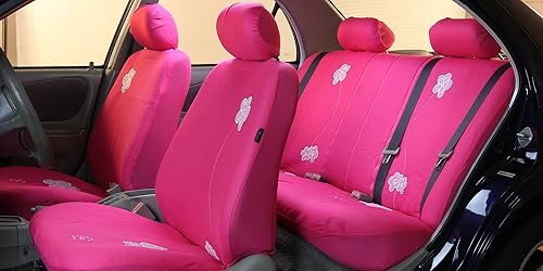 Miniatura 6 de TLH Juego completo de fundas de asiento florales para automóviles, banco dividido compatible con bolsa de aire, accesorios de automóvil de color