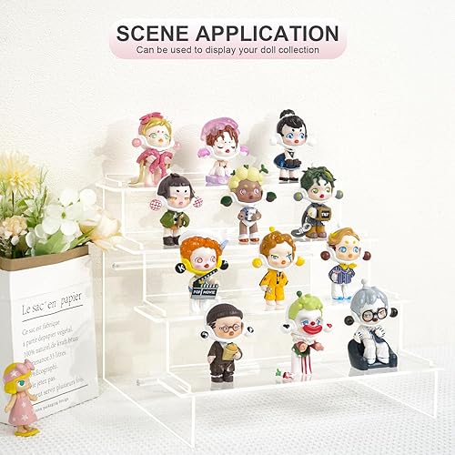 Miniatura 5 de ULENDIS Soporte de exhibición de acrílico de 4 niveles para perfumes, soporte de exhibición transparente mejorado para cupcakes, figuras de