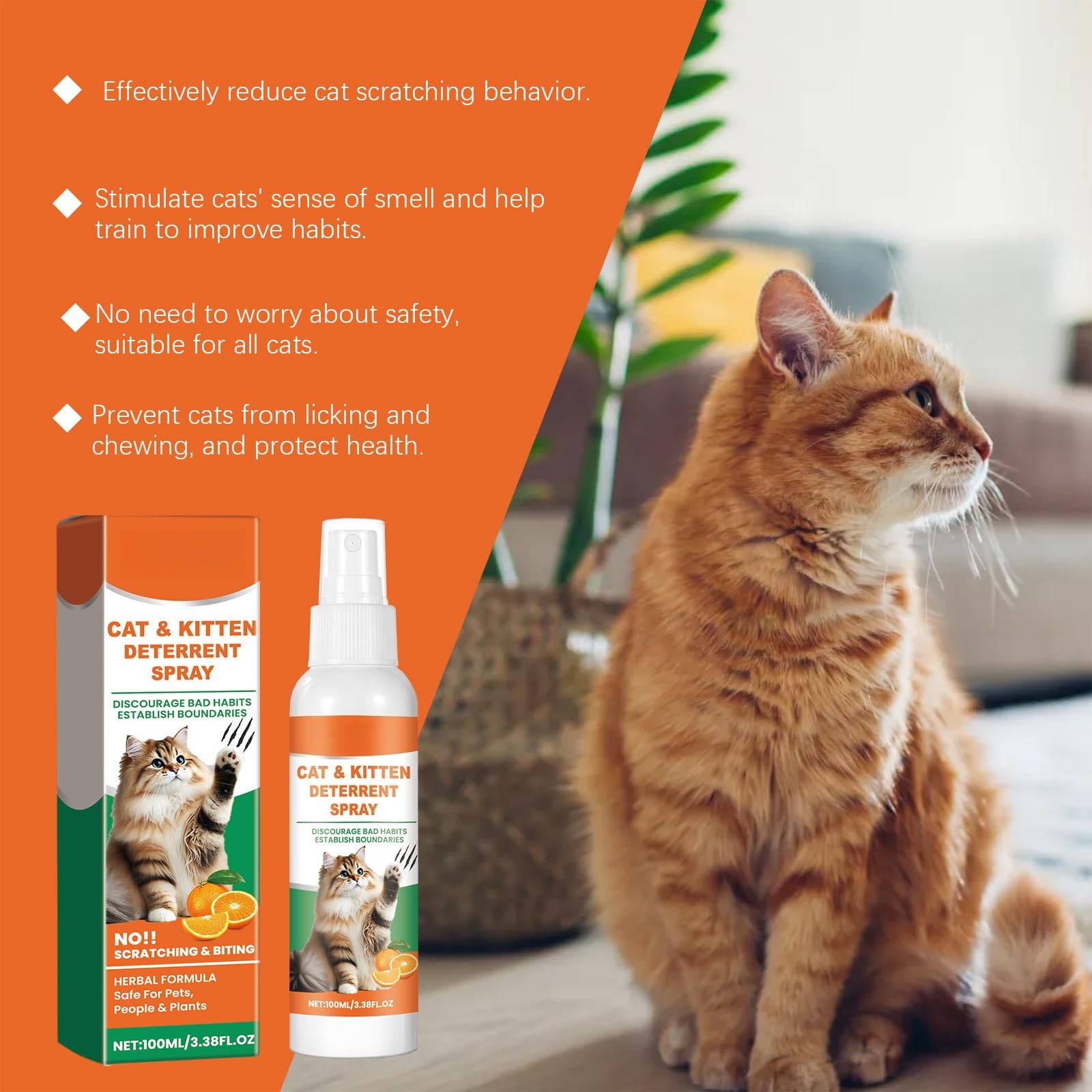Générique Spray Anti Griffure Chat, Spray D'entraînement Chat, Protecteur de Meubles Contre Les Rayures de Chats pour Chats, Chiens, Intérieur et Extérieur, Canapé, Porte, Tabl 100 ML