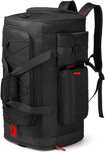 Lyweem Sac à dos pour le voyage, 70L Sac de gymnastique avec compartiment de chaussures pour hommes & Femmes, Weekender sac à dos de sport de nuit pour voyager, Noir