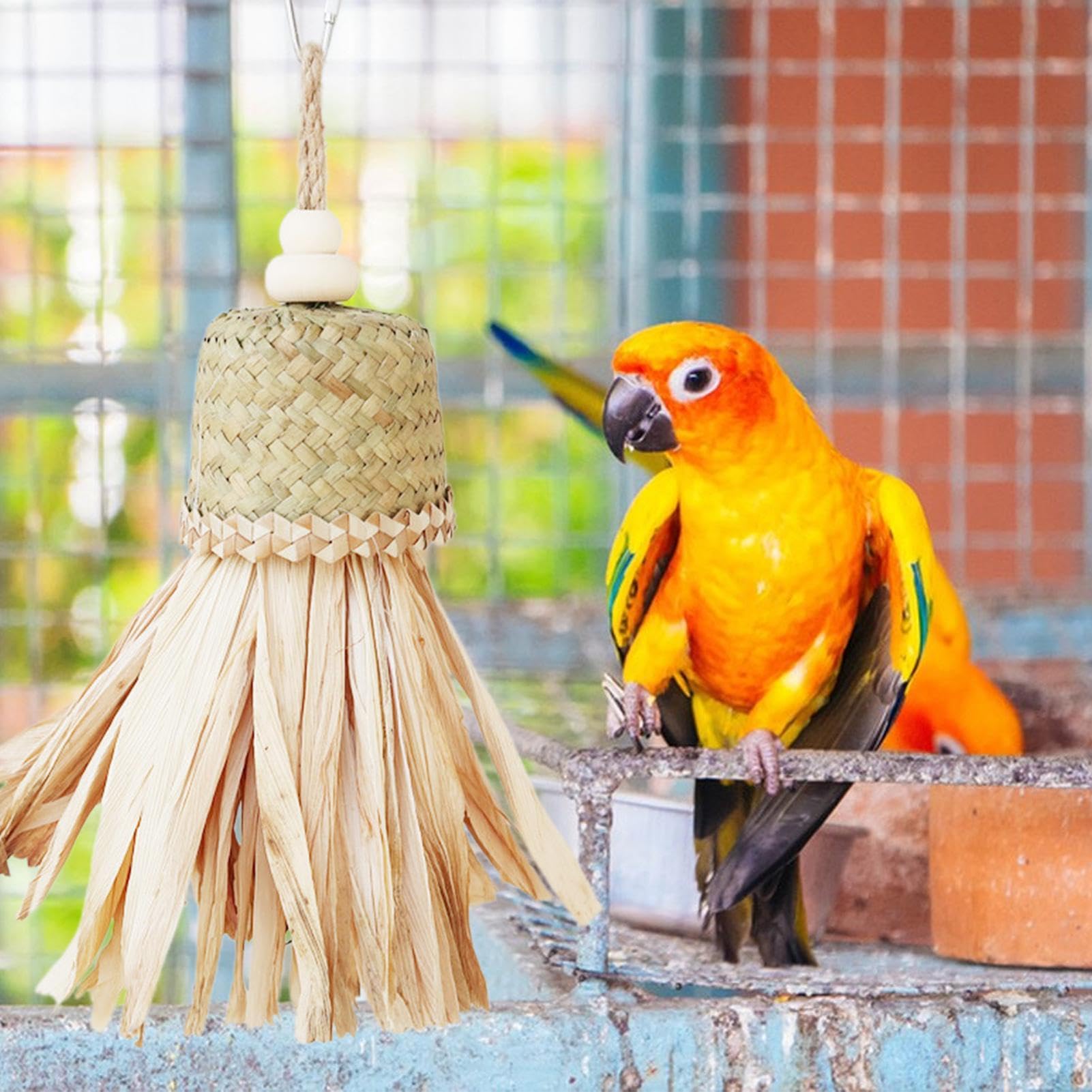Vogel-Spielzeug Zum Knabbern & Futtern – Aus Naturholz & Baumwollseil – Für Papageien, Wellensittiche & Lovebirds
