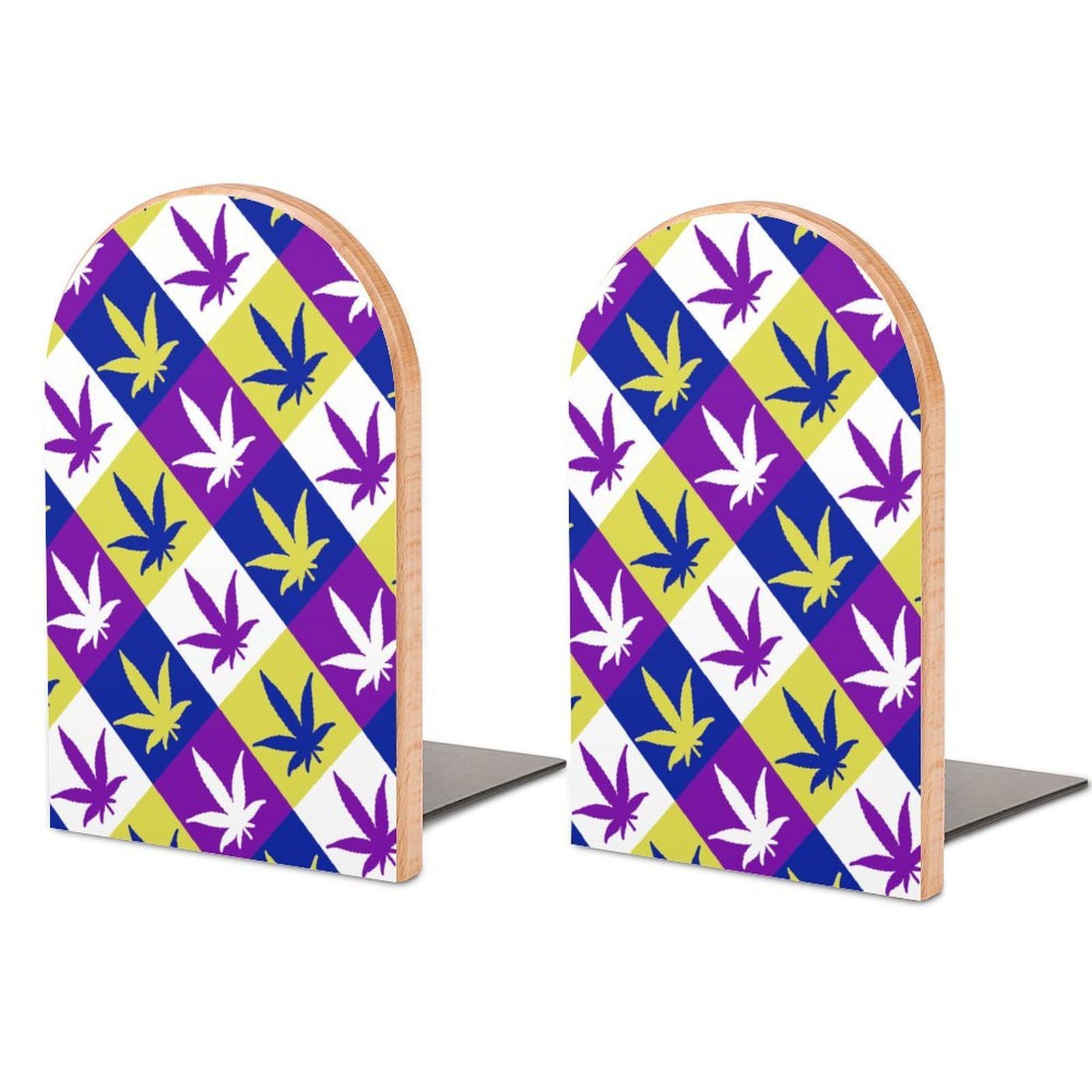 Nclqvjxzkhw Style Trippy Multi Weed Leaves Book Ends For Shelves Bookends Bookshelf Holder Stand Books Stopper Home Office Decor