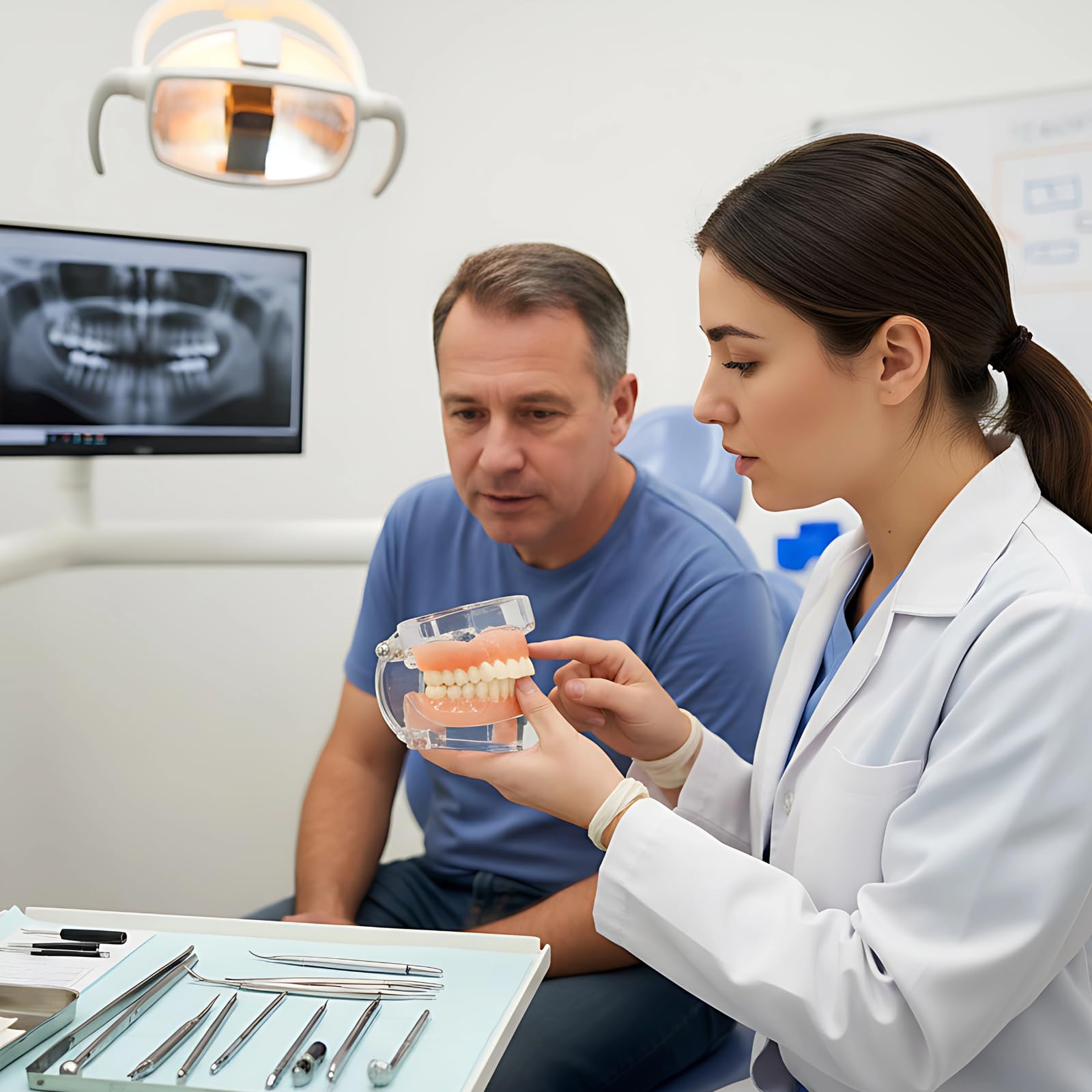 Vollkiefermodell mit 28 herausnehmbaren Zähnen, transparenter Basis, Erwachsenen-Zahnmodell für zahnärztliche Studien, Zahnarzt-Patienten-Kommunikation, mündliche Lehre, Harz