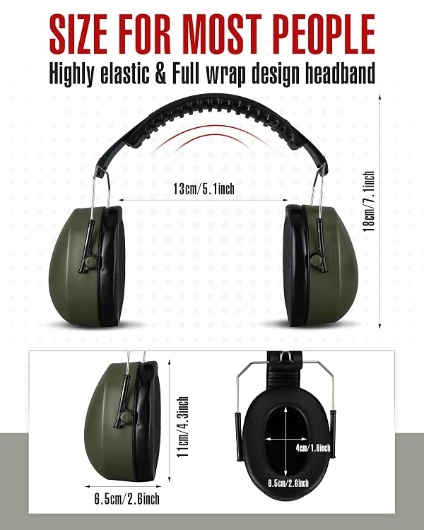 Copkim 12 Pack Hearing Protection Ear Muffs Bulk NRR 28dB Noise Reduction Headphones Shooting Ear Protection Earmuffs (Solid,Army Green) by Copkim - Image 3