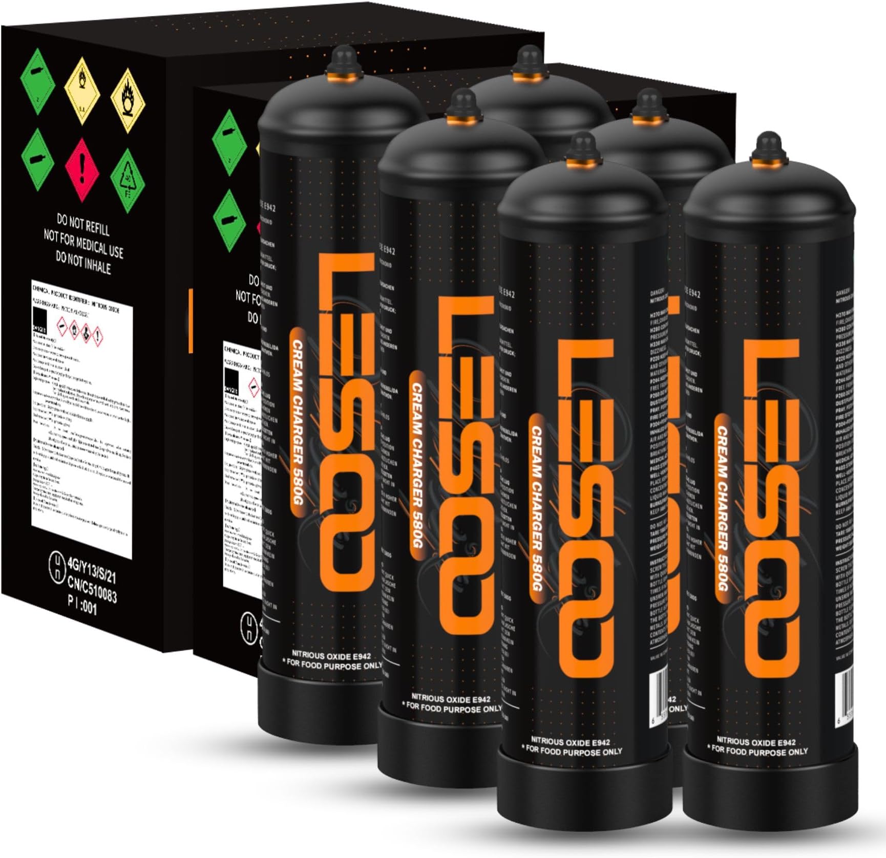 Whipped Cream Charger 615g High Pure N2O Whip Cream Charger Cylinders For Any Standard Whipping Cream Dispenser-(18 Cylinders)