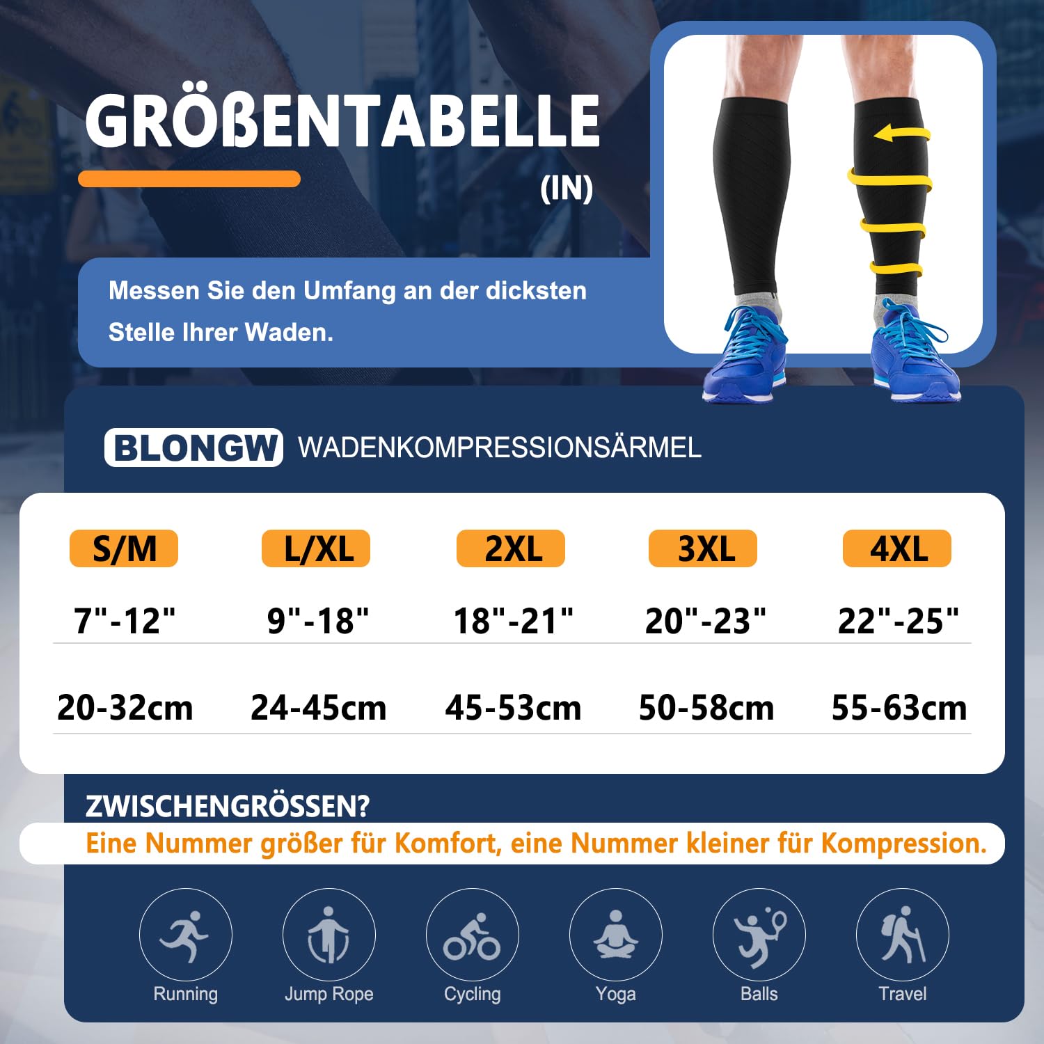 3 Paar Waden Kompression Damen Herren Kompressionsstrümpfe ohne Füße