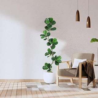 GarveeHome Artificial Violin Leaf Fig Tree, 180 cm High Artificial Ficus Tree with Lifelike Leaves and Planter, Artificial Plants for Home Office and Living Room Decoration