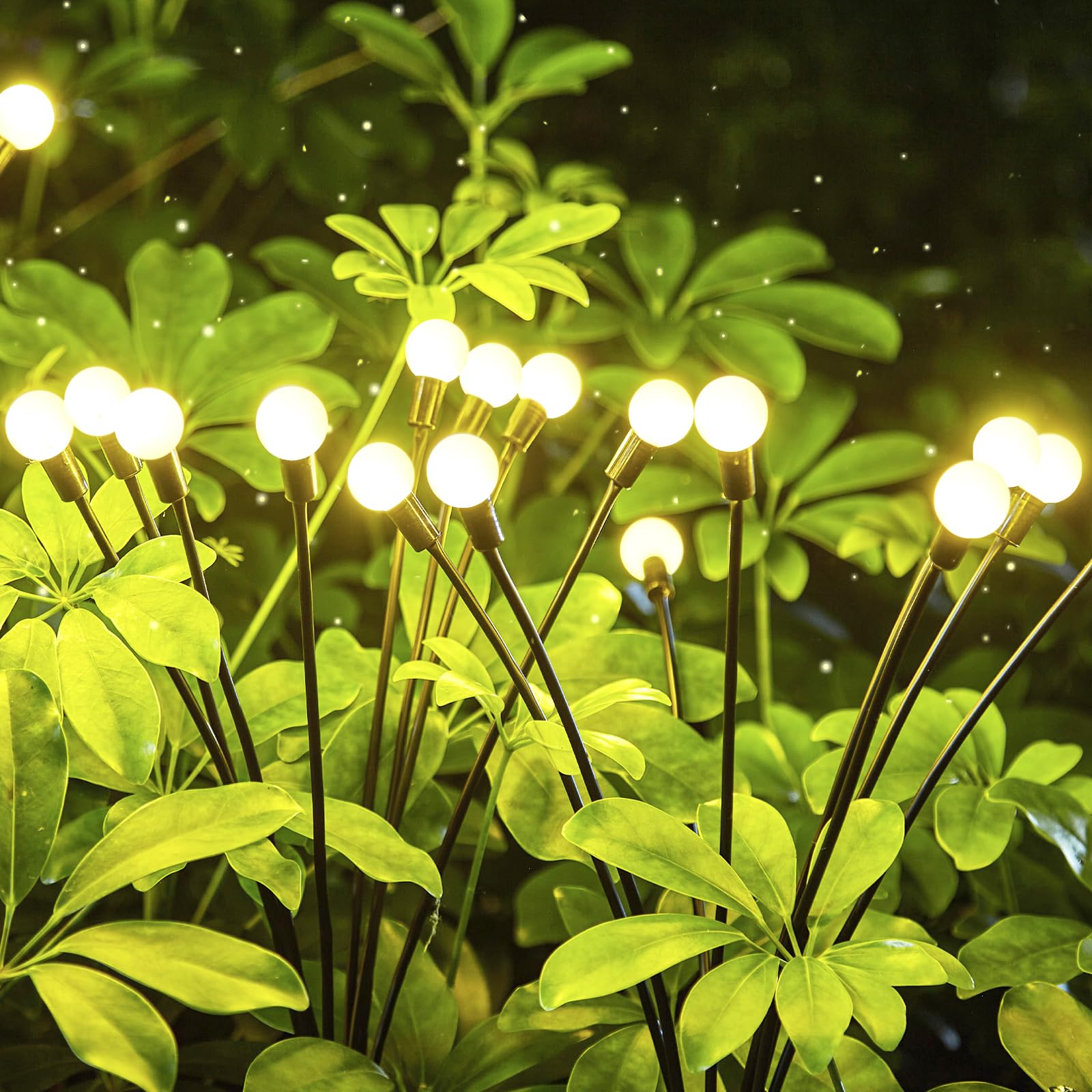 HyBaiS Firefly Lights Solar Outdoor 6Pcs Firefly Garden Lights with 60LED Solar Lights Garden Waterproof Solar Swaying Light for Yard Decorations Warm Yellow Garden Solar Lights-image-5