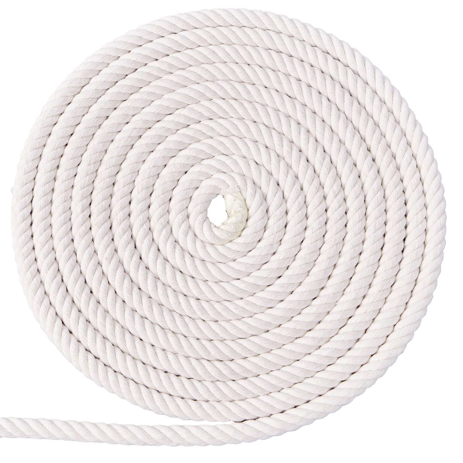 Corda In Cotone Naturale Da 10 Mm X 10 M - Spessa E Morbida Per Macramè, Fai Da Te, Appendere Piante E Decorazioni - Gomitolo Da 4 Fili Intrecciati - Bianco Naturale