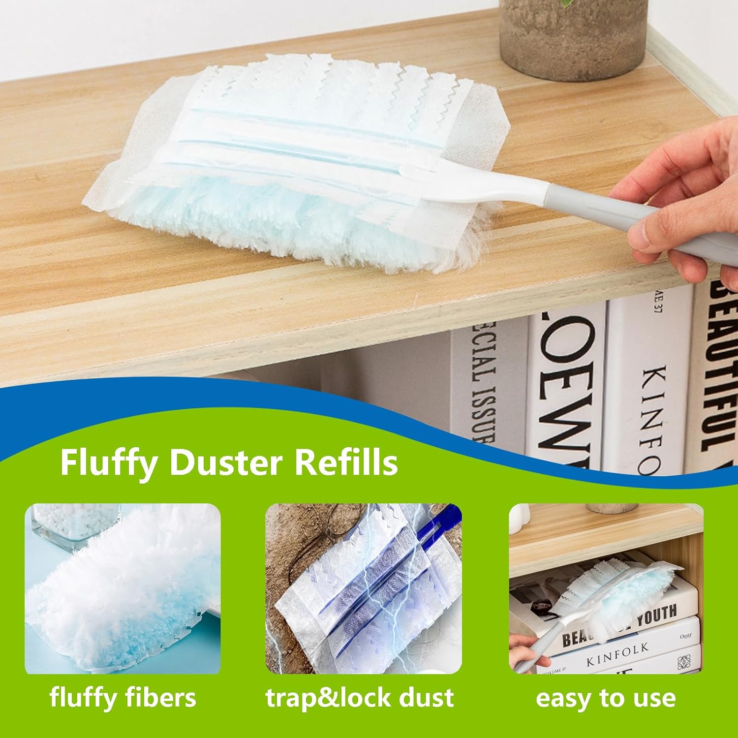Disposable Duster Refills Bulk Blue Electrostatic Duster Heads Heavy Duty