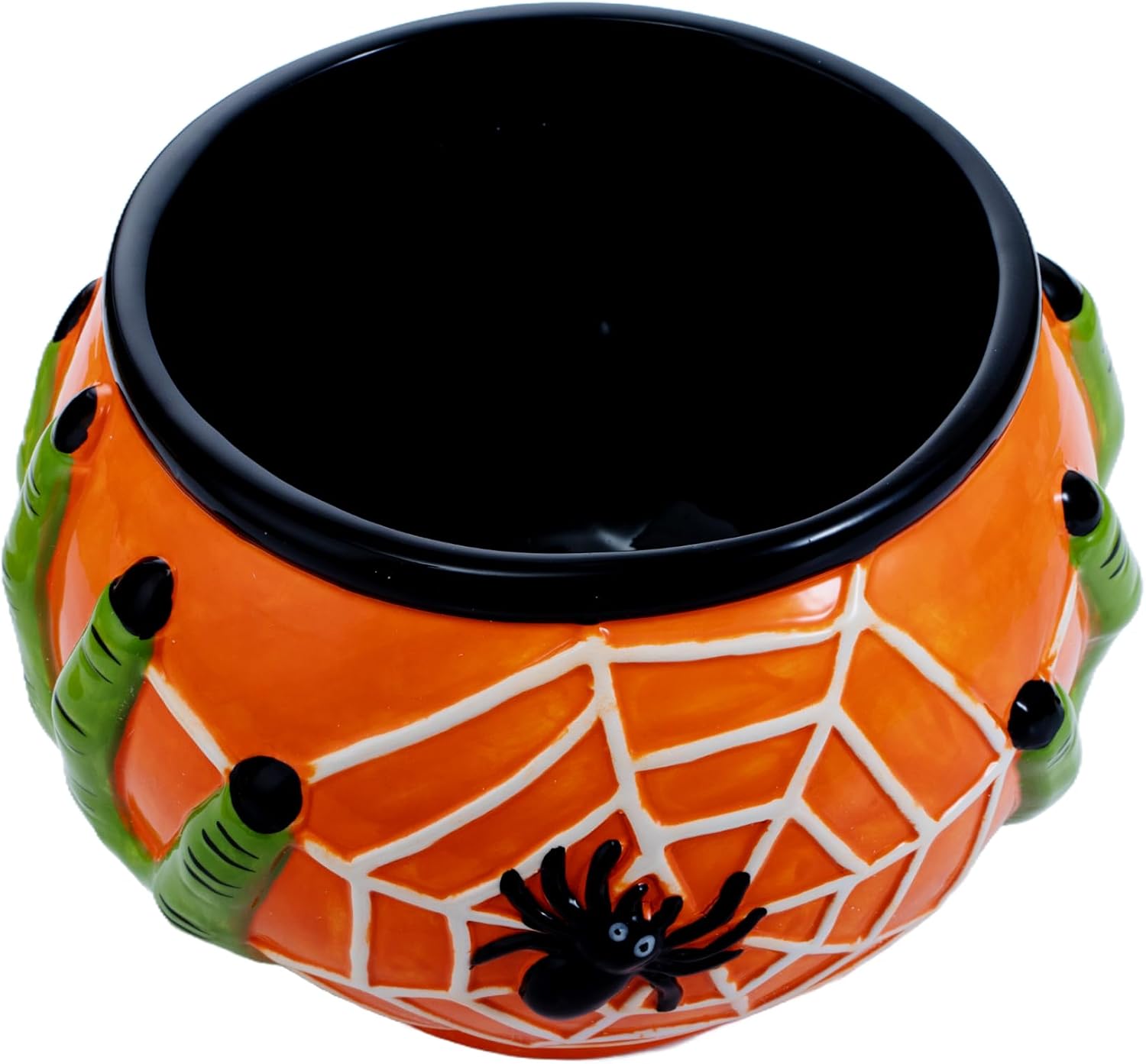 Halloween Candy Bowl, Large Ceramic Candy Dish for Trick or Treat, Halloween Party Decor with Spider Web Design, Reusable Candy Holder Bowl for Home, Front Door, Party and Seasonal Decoration
