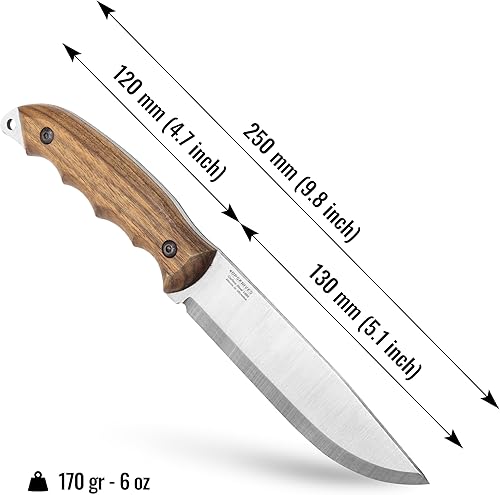 Miniatura 3 de BPS Knives HK5 CSH - Cuchillo de espiga completa con funda de cuero, cuchillo táctico de supervivencia, cuchillos de campamento, cuchillo de acero