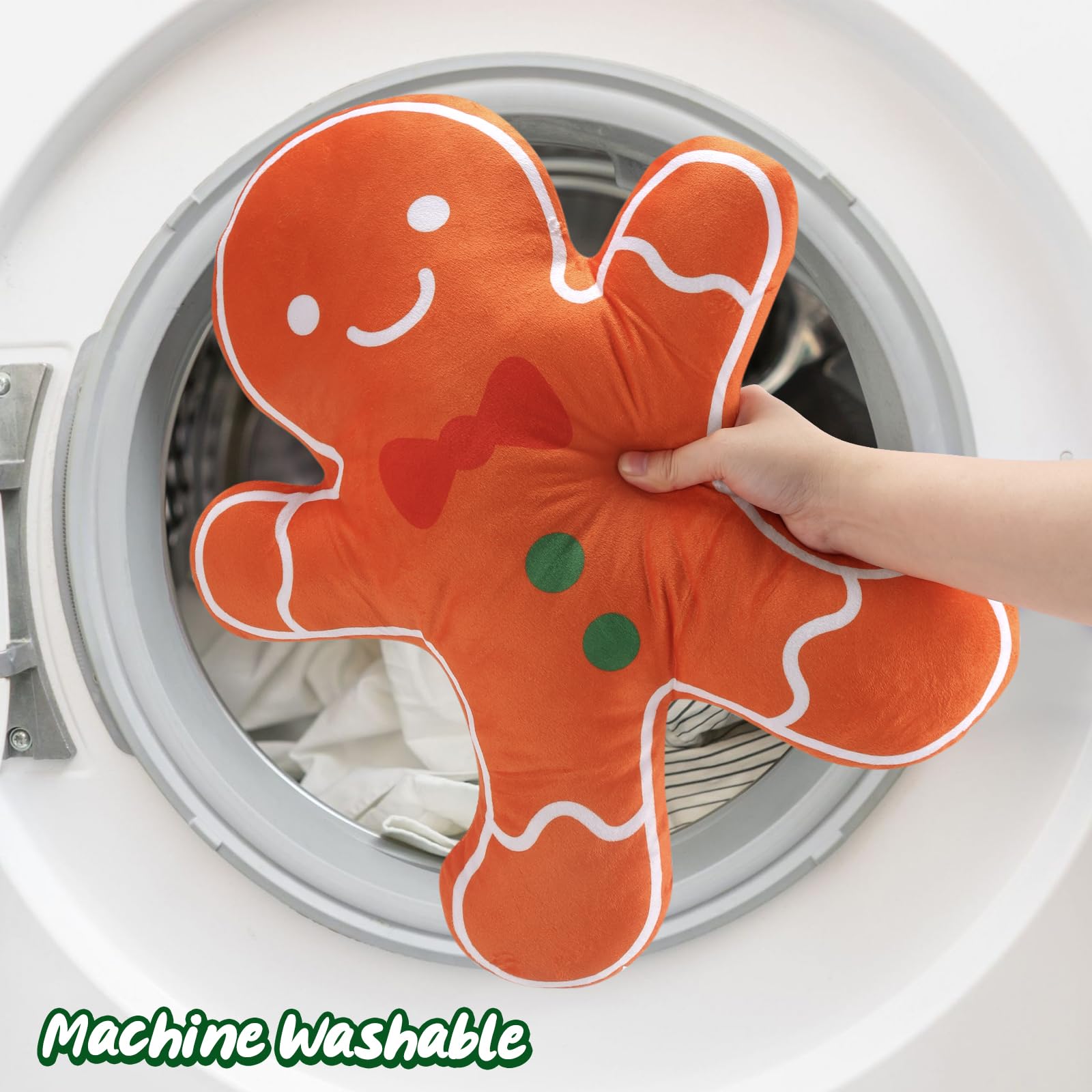 Percozzi Christmas Pillow, Xmas Tree Decorative Throw Pillow, Candy Cane & Gingerbread Pillow, Throw Pillow for Sofa Bedroom Living Home Decor Set of 3