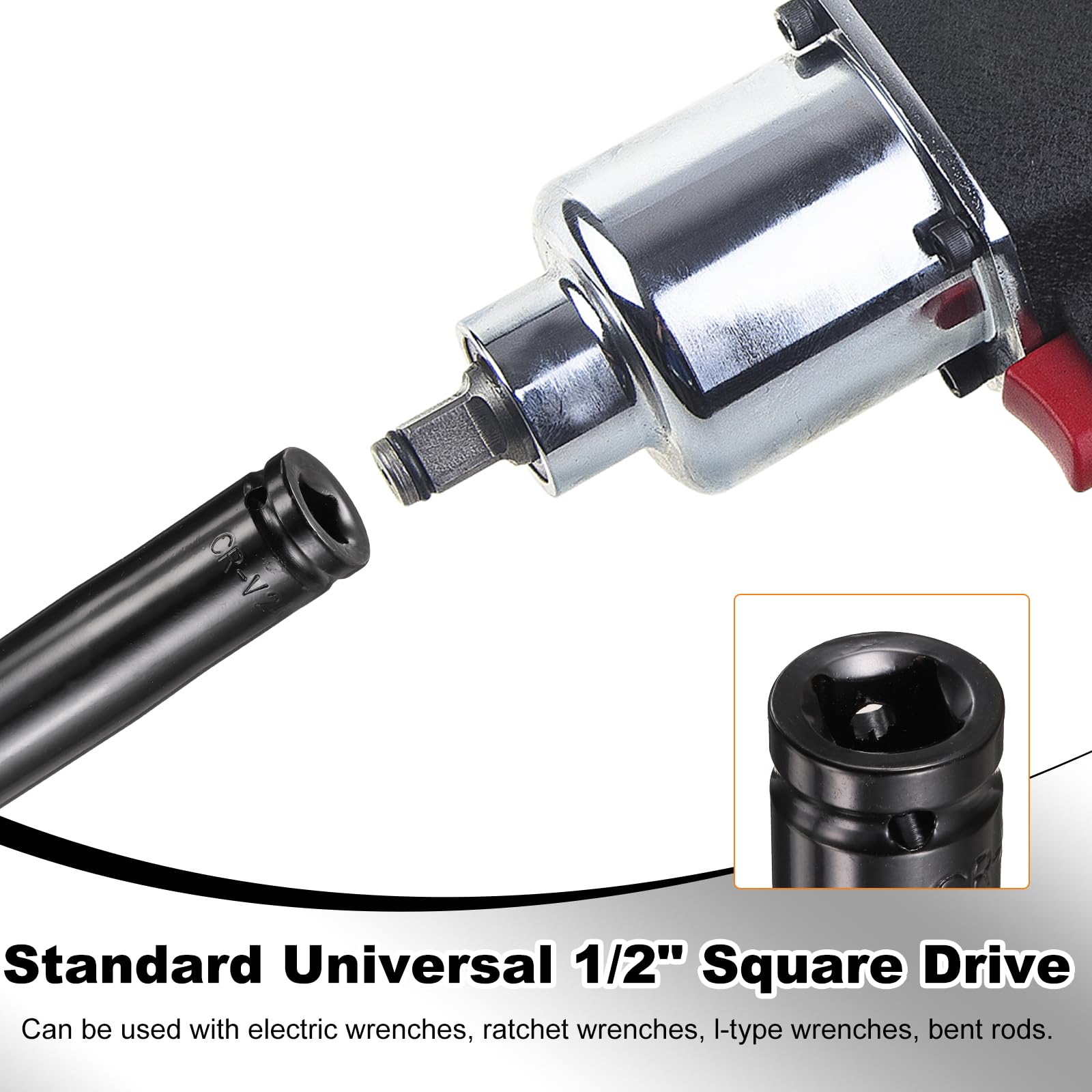 QUARKZMAN 3pcs 27mm Profundo Ranurado Impacto Vaso, 6 Puntas 200mm Extralargo 1/2" Accionamiento Acero Tratado Térmicamente 45# para perno Tuerca Reparación Mariposa Eje Automóvil Doméstico