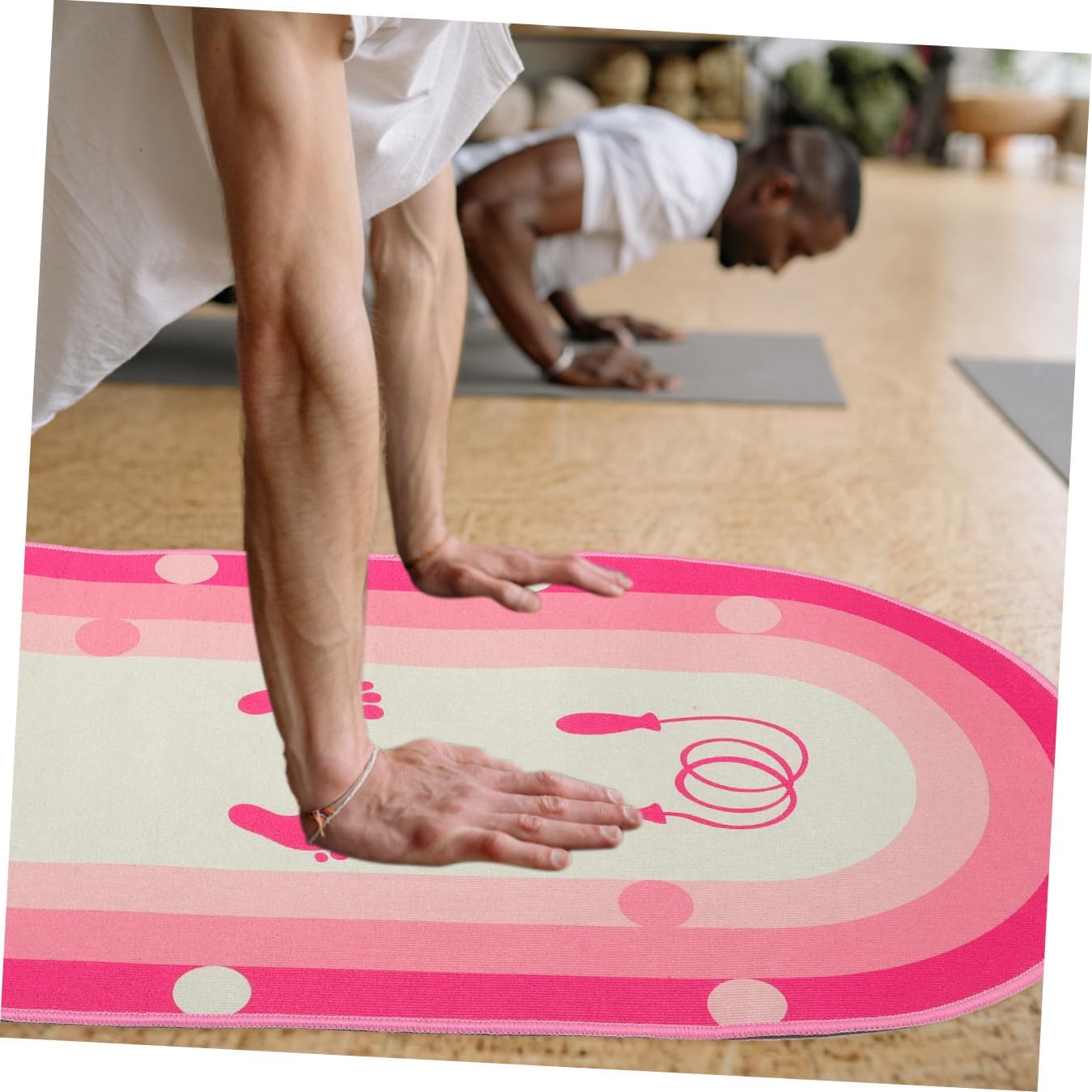 SOLUSTRE Silicone Bottom Skipping Rope Mat 50x80cm Thick Noise-reducing Workout Mat for Indoor Fitness Training Pink Yoga Exercise Pad