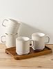Coffee Mugs Set of 4, Ceramic Ribbed Coffee Mug, Tea Coffee Cups Set with Handle, Porcelain Mug for Americano, Latte, Cappuccino, Hot Chocolate, Glazed White