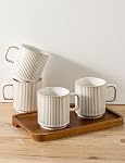Coffee Mugs Ensemble de 4, Coupes de café en céramique avec poignée, Grande tasse de porcelaine pour Americano, Latte, Cappuccino, Chocolat chaud, Vert
