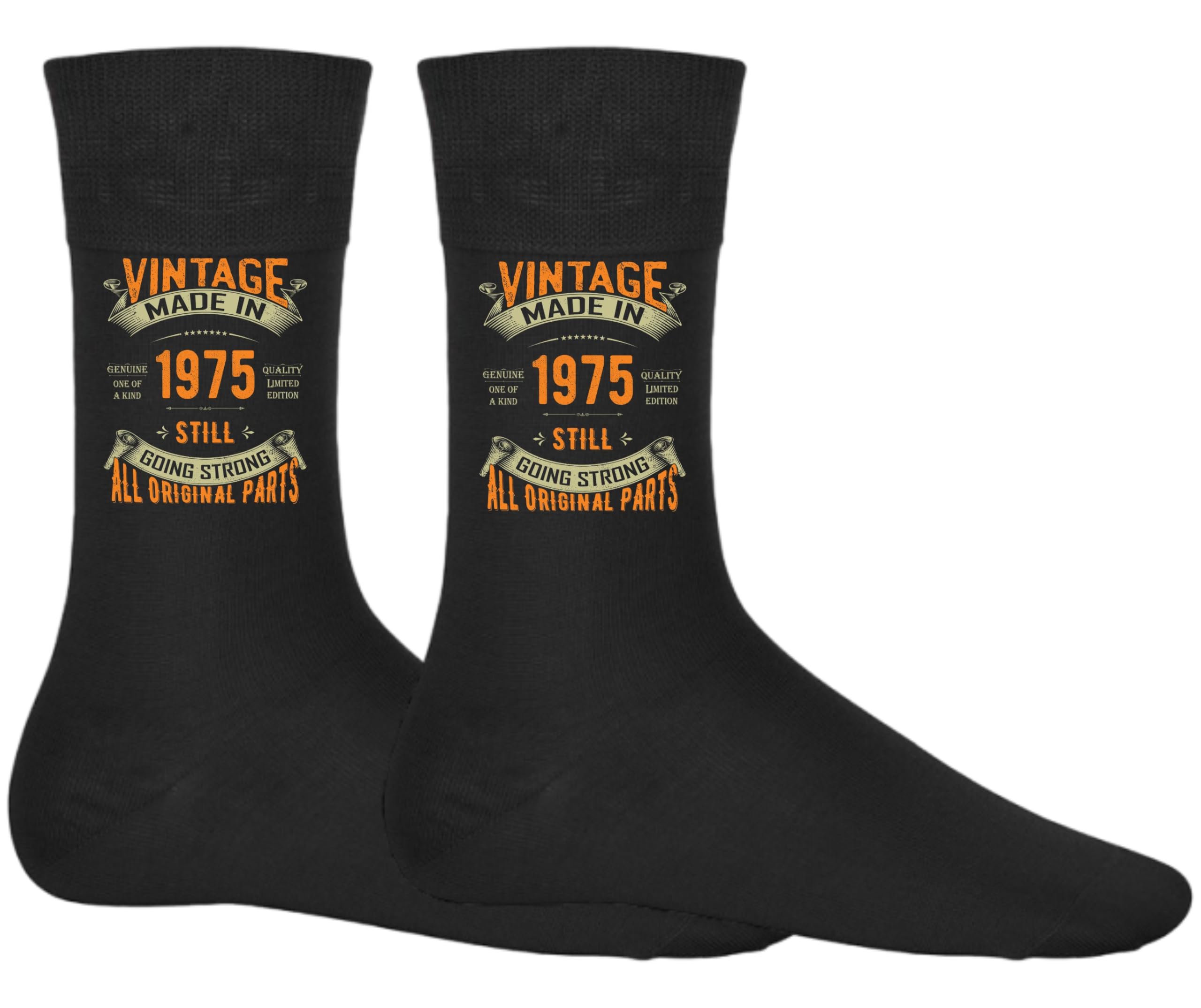 DCG PRINTWEAR 50th Birthday Gift Socks – Black Funny Socks for Men or Women Born in 1975 – Novelty Gag Present