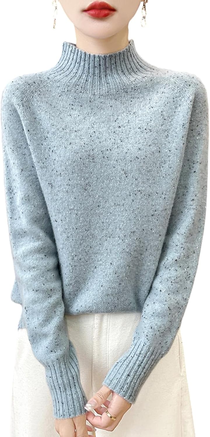 100% Merino Wool Sweaters Women's Female Fall Winter Knitted Long Sleeves High Neck Turtleneck Pullover Thick(WQ286)
