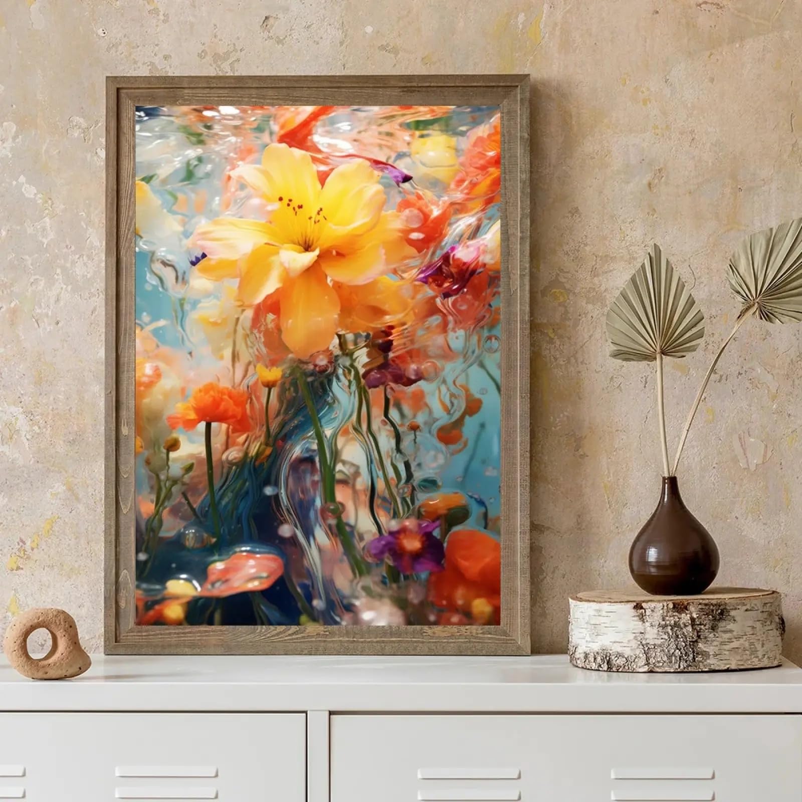 Fleurs colorées dans l'eau impression toile 30x45cm - 7