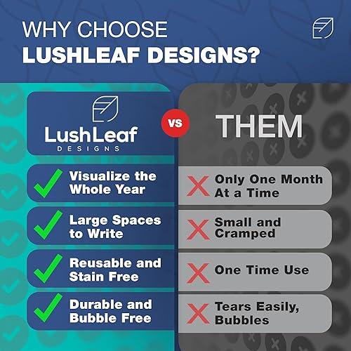 Miniatura 8 de Calendario de pared grande de borrado en seco, 36 x 72 pulgadas, planificador de pizarra blanca anual premium para oficina, hogar y escuela,