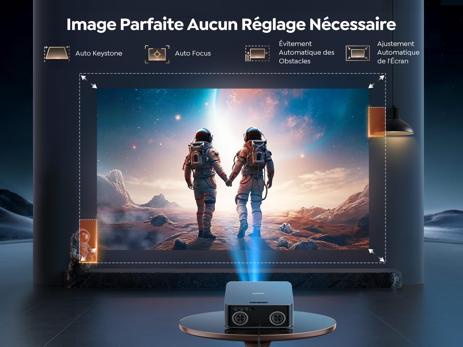 Vidéoprojecteur 4K【1600 ANSI | Compatible Netflix | Dolby 36W】TOPTRO X9 Rétroprojecteur 4K Supporté FHD 1080P Natif, Auto Focus/Keystone WiFi6 Bluetooth 5.4 Projecteur Video Home Cinéma Extérieur/PS5