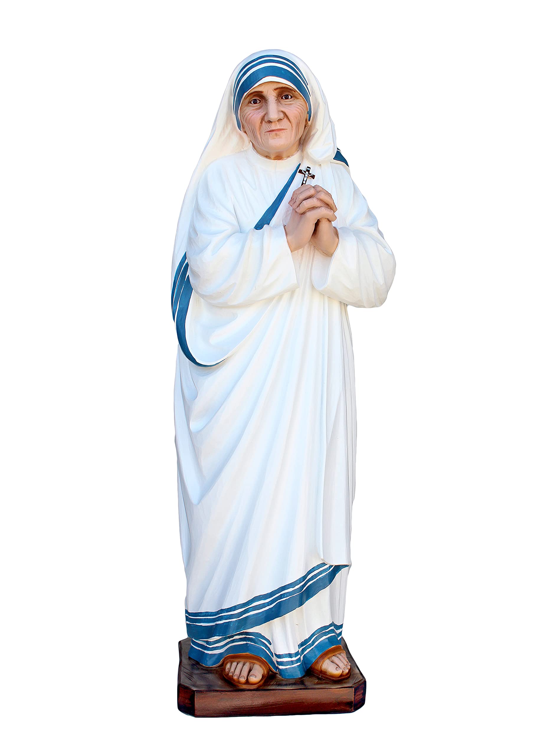 Generico Statua di Madre Teresa di Calcutta in resina cm 80 (31,50'') realizzata a mano, adatta per ambienti interni ed esterni (occhi dipinti/painted eyes)