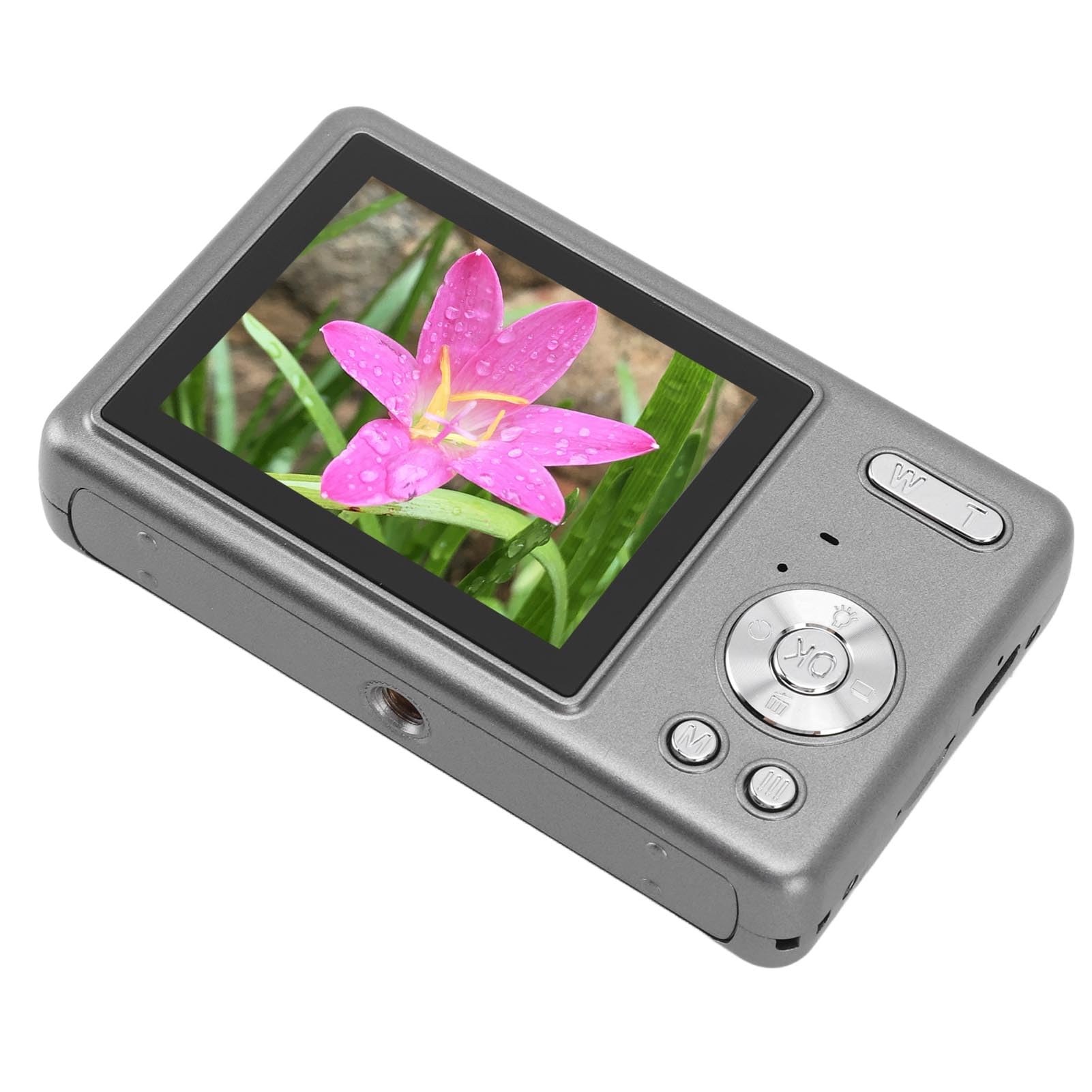 Fotocamera Digitale, Fotocamere da 12 MP per la Fotografia, con Schermo TFT da 2,4 Pollici, Zoom Digitale 16X, Rilevamento del Sorriso, Abbellimento e Filtri Multicolori (GRAY)