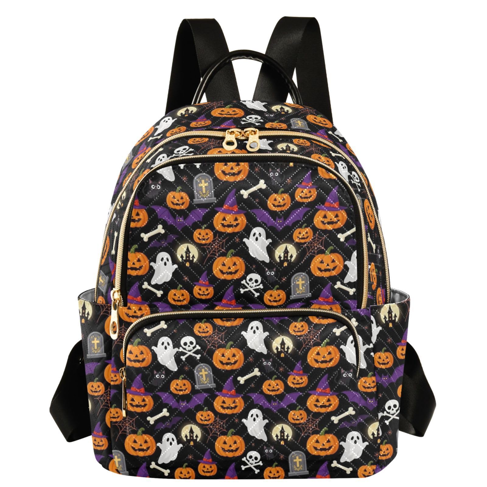 Mochila pequeña con calabazas y murciélagos para evitar bolsos pesados 8