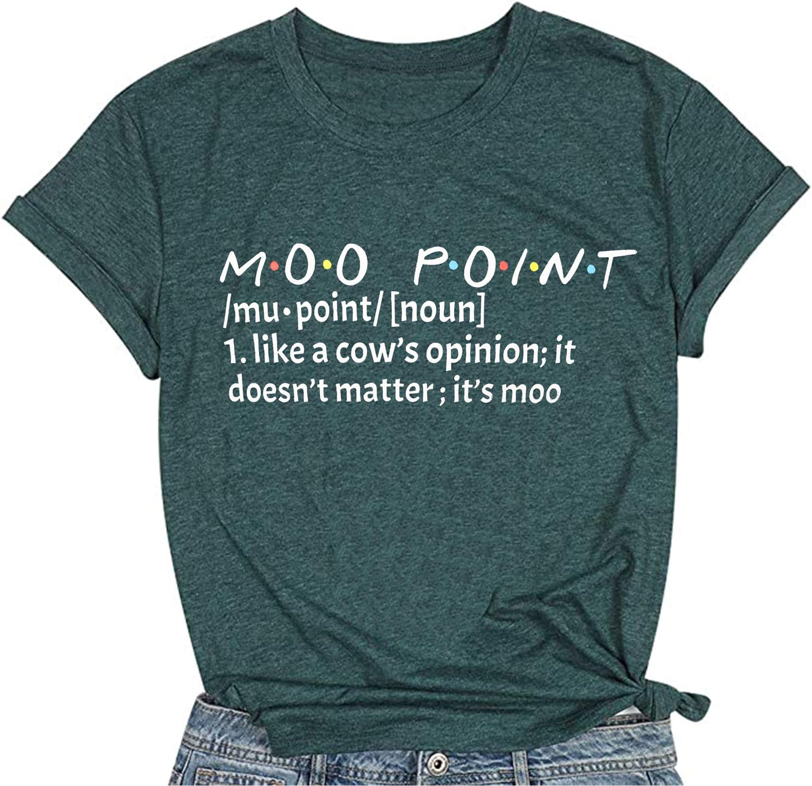SIJIALUNIt's a Moo Point T Shirt Women Funny Friends TV Show Shirts Short Sleeve Crew Neck T-Shirt Tee Top