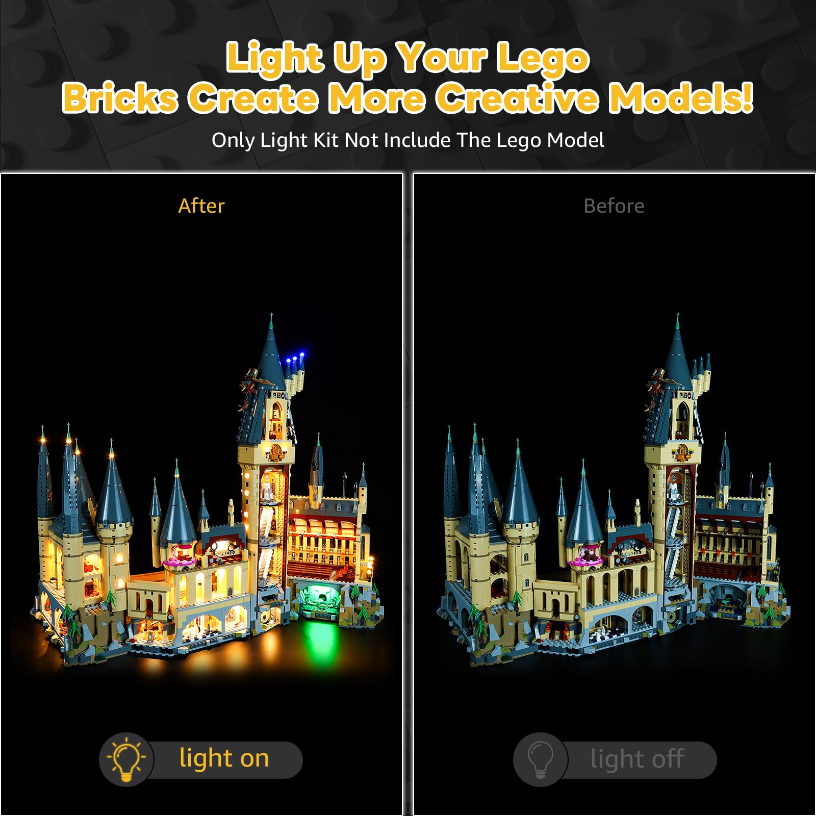 Kyglaring Led Licht Kompatibel mit Lego Schloss Hogwarts 71043 Bausteine, LED Beleuchtungszubehör für das Lego Modellset 71043 Touch Version (Ohne Bausteine)