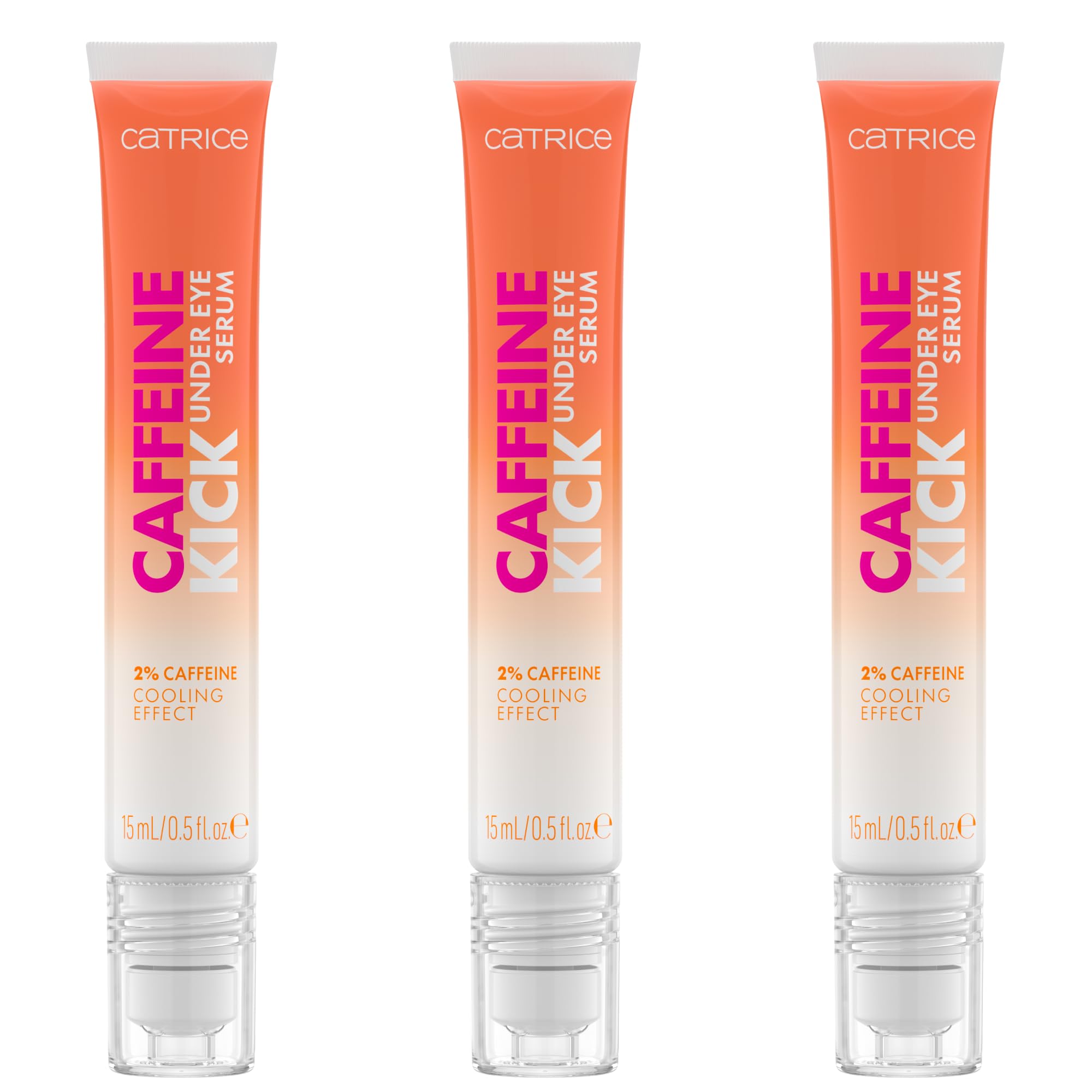 Catrice Caffeine Kick Under Eye Serum, eye care, transparent, moisturising, nourishing, cooling, gel-like, vegan, fragrance-free, alcohol-free, paraben-free, pack of 3 (3x15ml)