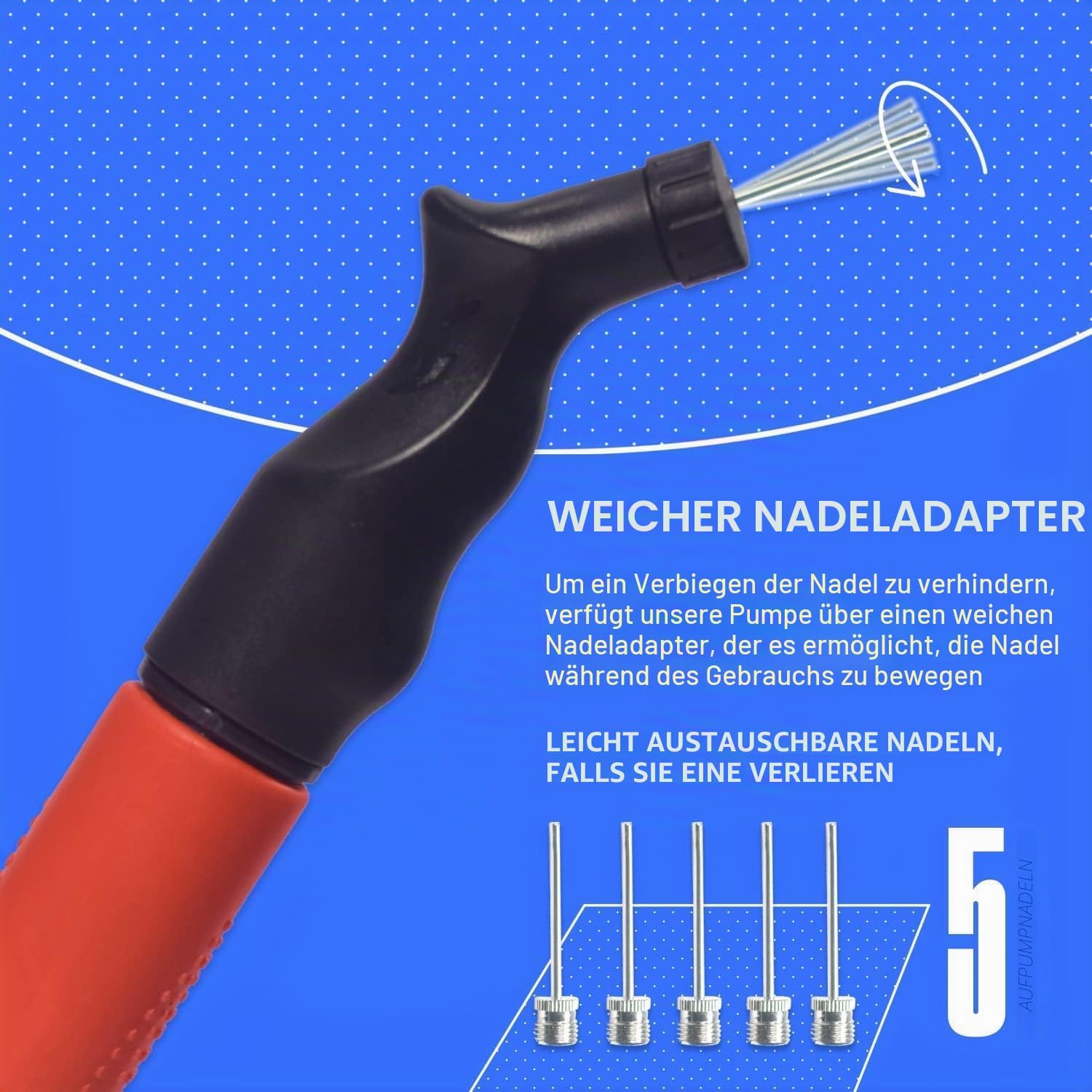 SPORTBIT Ballpumpe mit 5 Nadeln Set - Handpumpensystem zum Aufpumpen - Passt für jeden Spo - Analyse des détails et conception