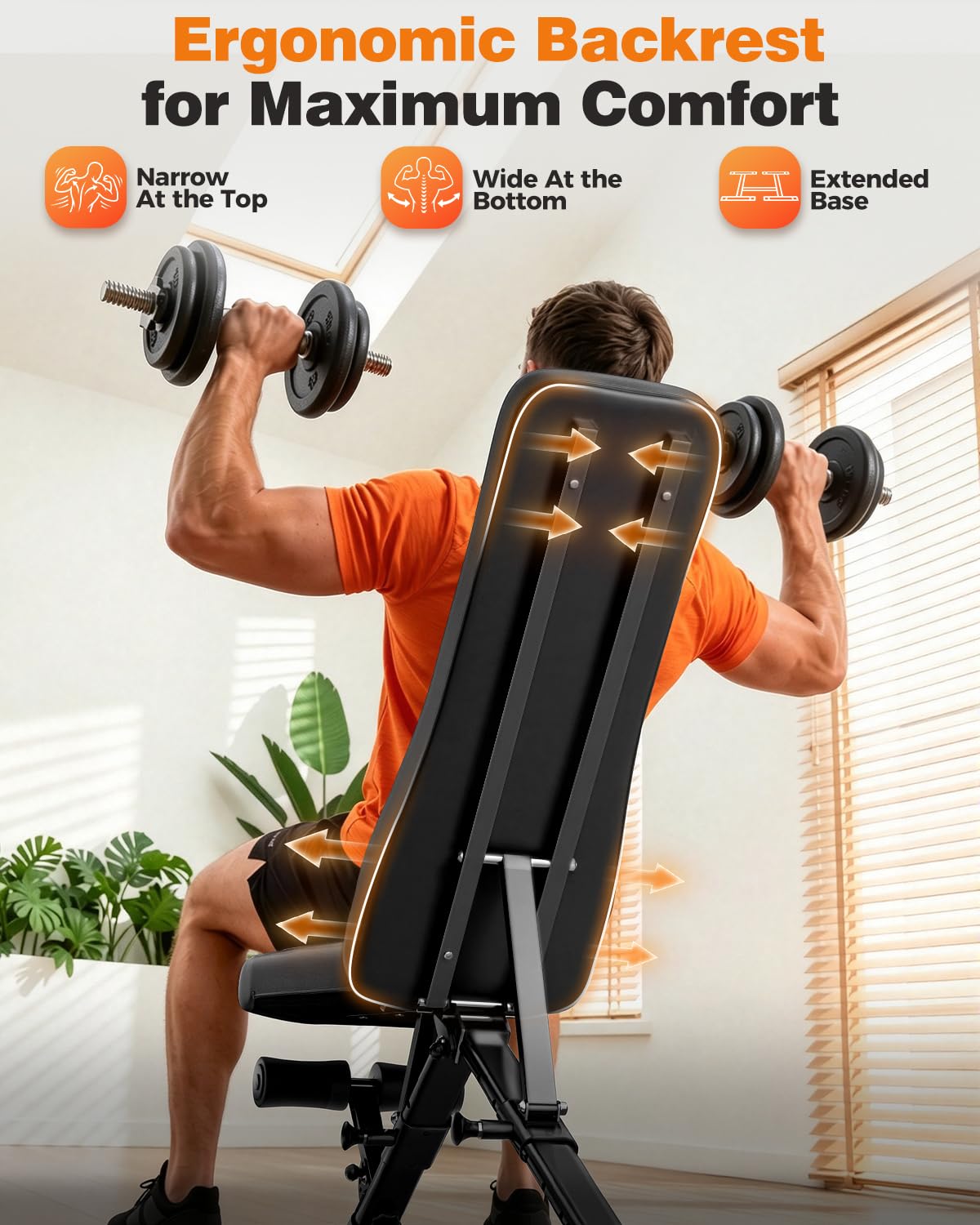 Foldable Workout Bench, 90° to -30° FID Weight Bench for Home Gym | Backrest, Seat, Leg Bar Adjustable, MAX 1000 LBS, 8-Pos Backrest, 3-Pos Seat, 4-Level Leg Support, 19.4" Extended Base Stable