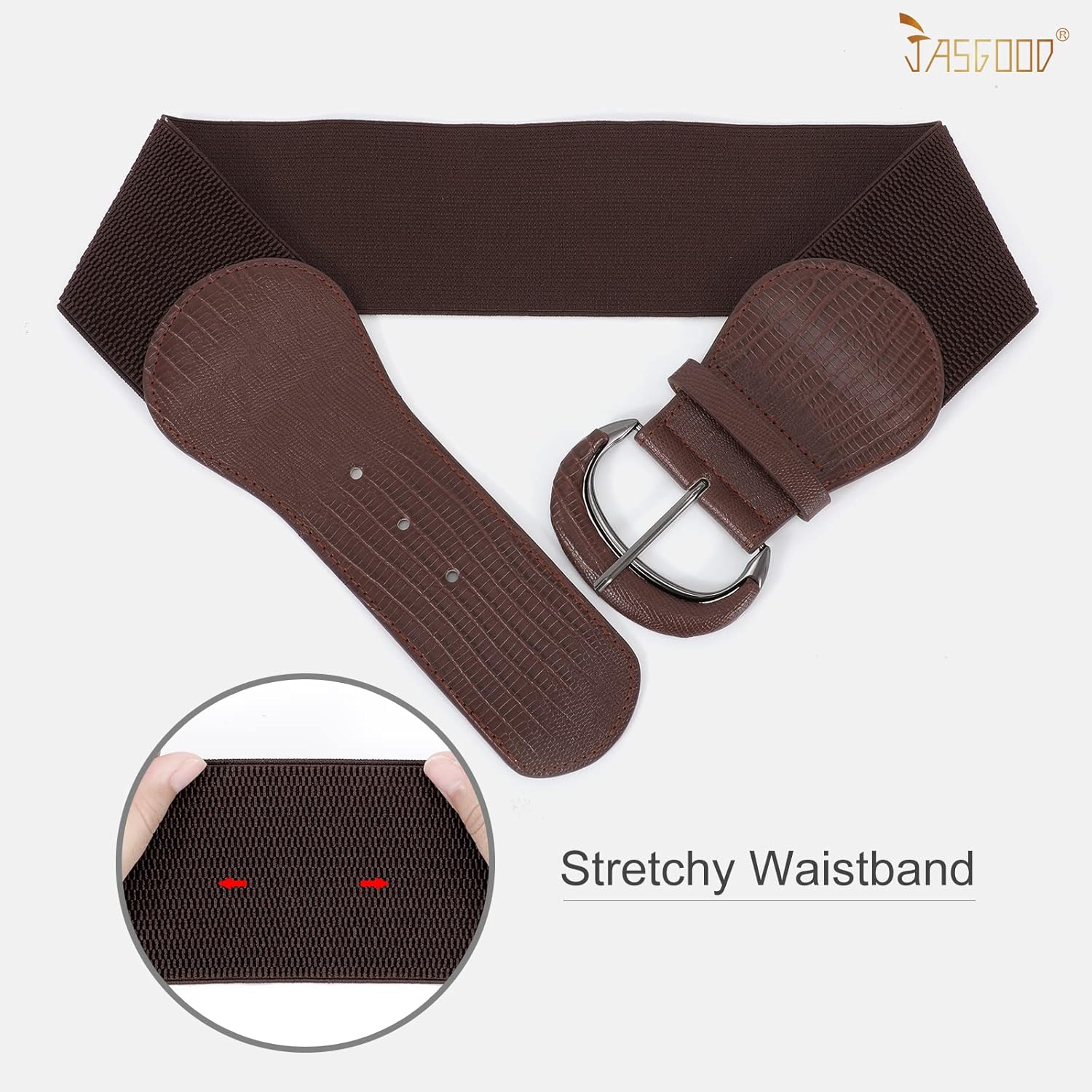 JASGOOD Women Stretchy Wide Waist Belt for Dress Ladies Vintage Elastic Belt - Image 3
