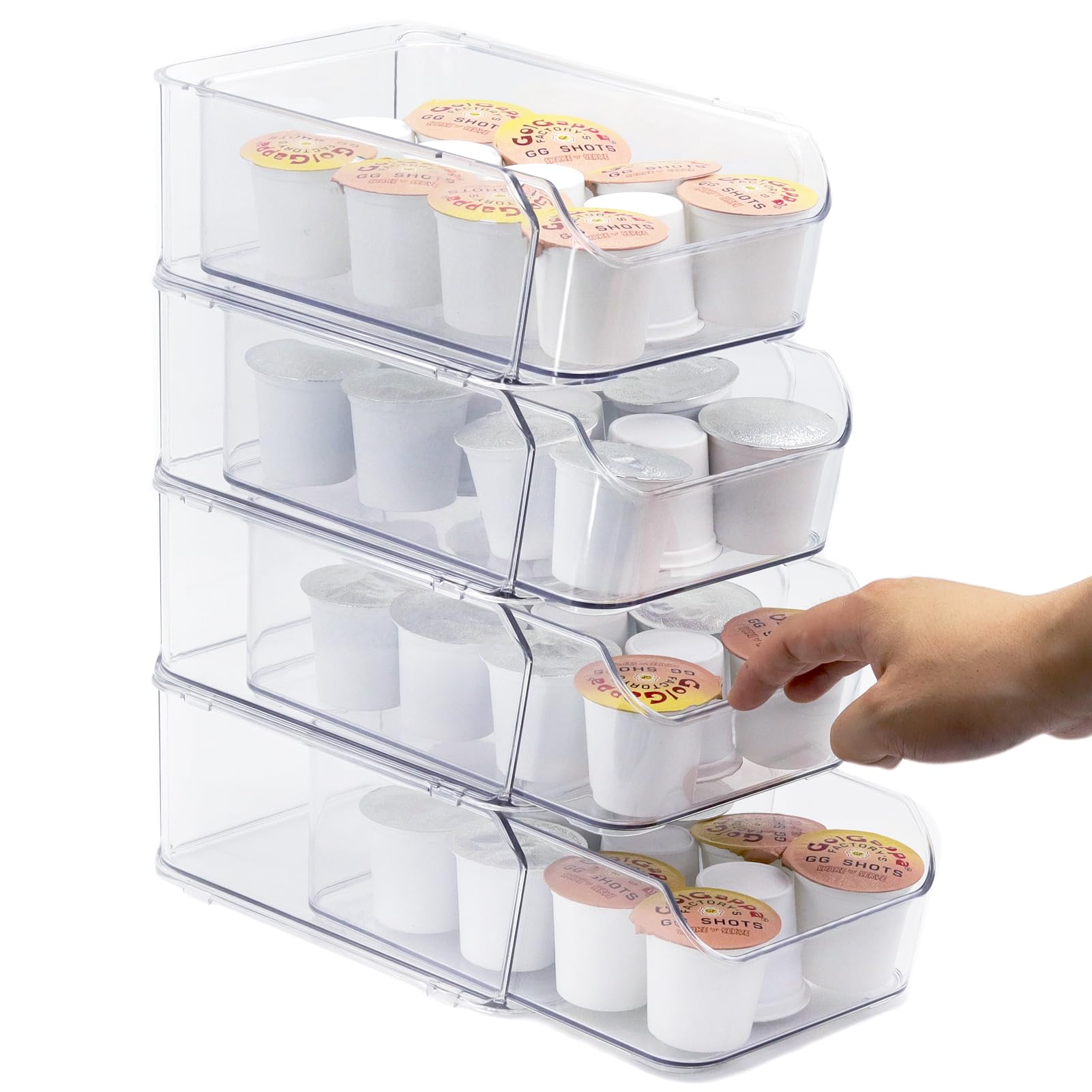 Porta cialde da caffè trasparente per bancone, cassetto trasparente per cialde K, organizer per cialde di caffè, compatibile con Nespresso Vertuo 76 grandi o 104 piccole cialde e cialde