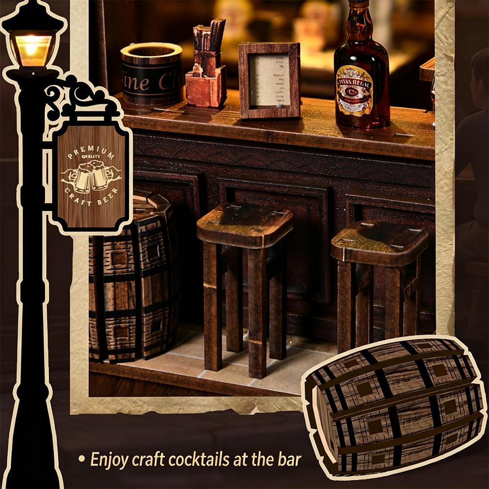 Kit fai da te in miniatura per casa delle bambole in miniatura con luce a LED, kit fai da te per casa delle bambole in legno, regali per lettori adulti adolescenti principianti