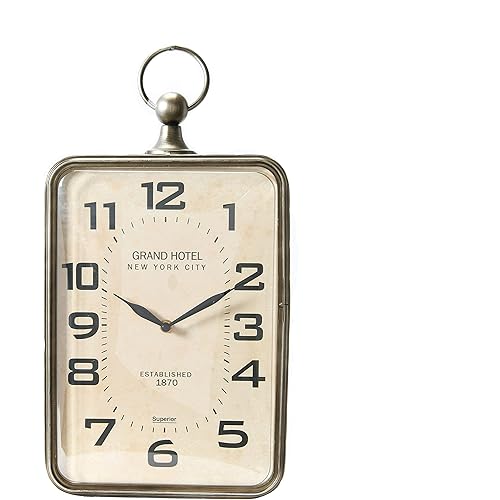 Creative Co-Op Metal Rectangle Hanging Clock with Handle Decoration on Top