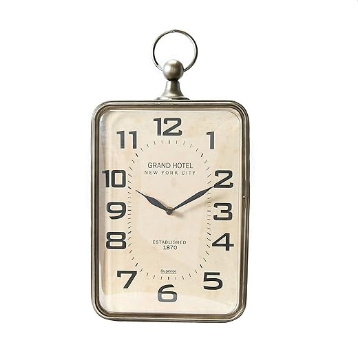 Creative Co Op Metal Rectangle Hanging Clock with Handle Decoration on Top Creative Co Op Metal Rectangle Hanging Clock with Handle Decoration on Top product image