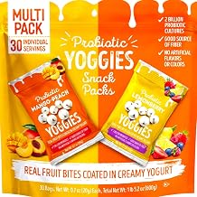 Nature Yoogies Garden Probiotic Yogurt Fruit Bites Variety Pack, Mango Peach & Lemon Berry, 30 Single Serve Snack Packs, 2 Billion Probiotics, Fiber Snack, Gluten Free, Non-GMO