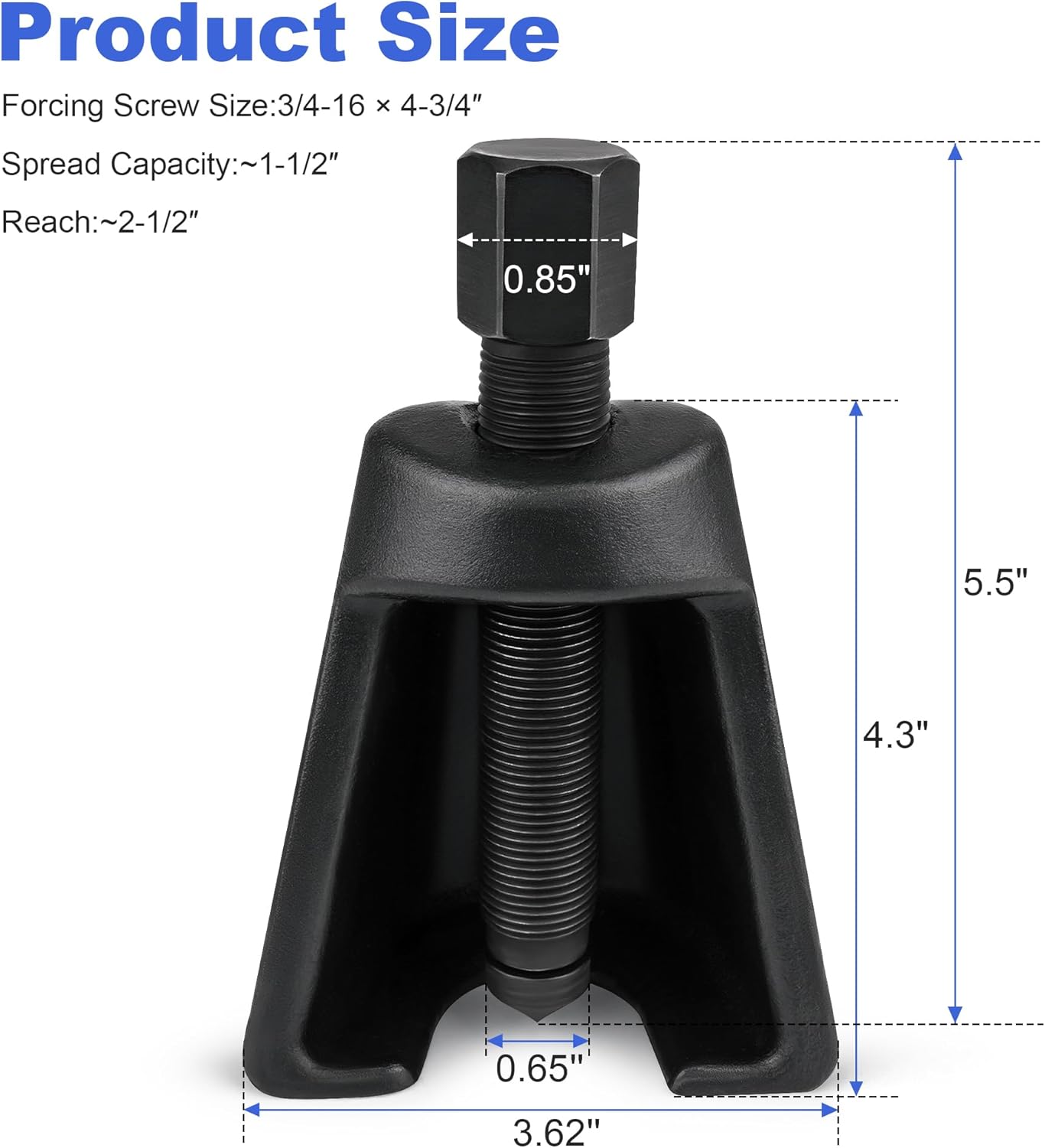 Heavy-Duty Conical Pitman Arm Puller Replace 8150 for Cars & Light Trucks, 3/4-16 Forcing Screw, Steering Removal Tool