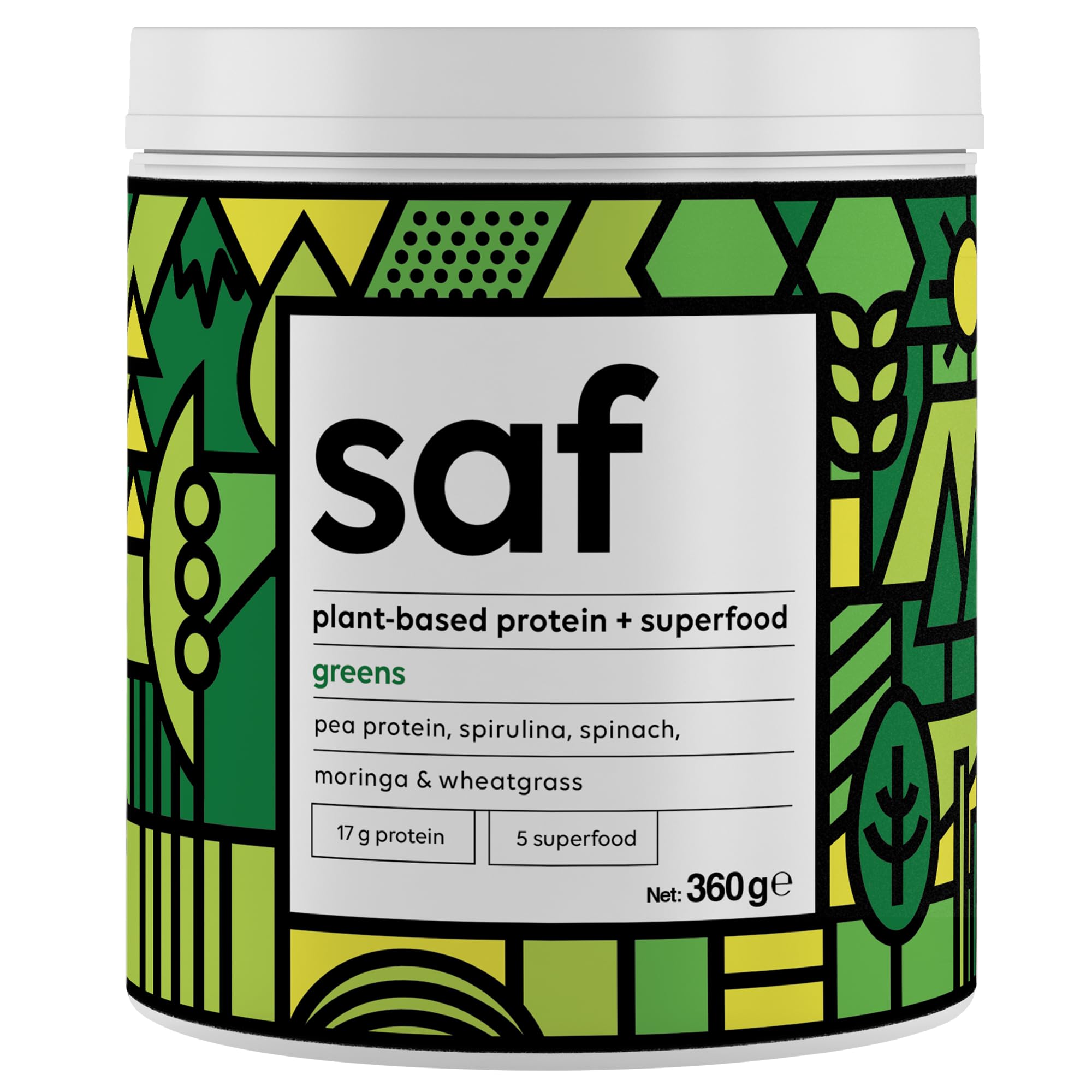 Saf Bitkisel Protein + Superfood Mix, Greens (360 Gr)