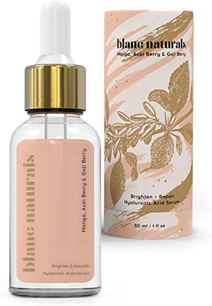 Blanc Naturals Hydrating Fine Line Correcting Vitamin C Brightening Serum for Face with Hyaluronic Acid, Vitamin E, Mango, Acai Berry and Goji Berry Extracts
