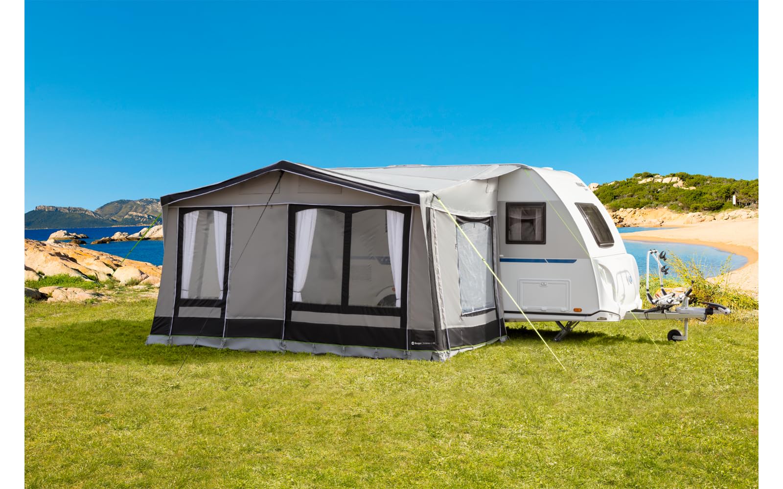 BERGER Sirmione Air Wohnwagenvorzelt │Luftvorzelt Wohnwagen Vorzelt für Caravan│wasserdichtes Reisevorzelt aufblasbares Zelt mit herausnehmbarer Vorder- & Seitenwand